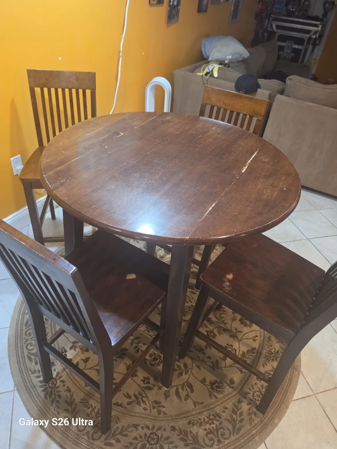 Wooden Dining Table with 4 Chairs