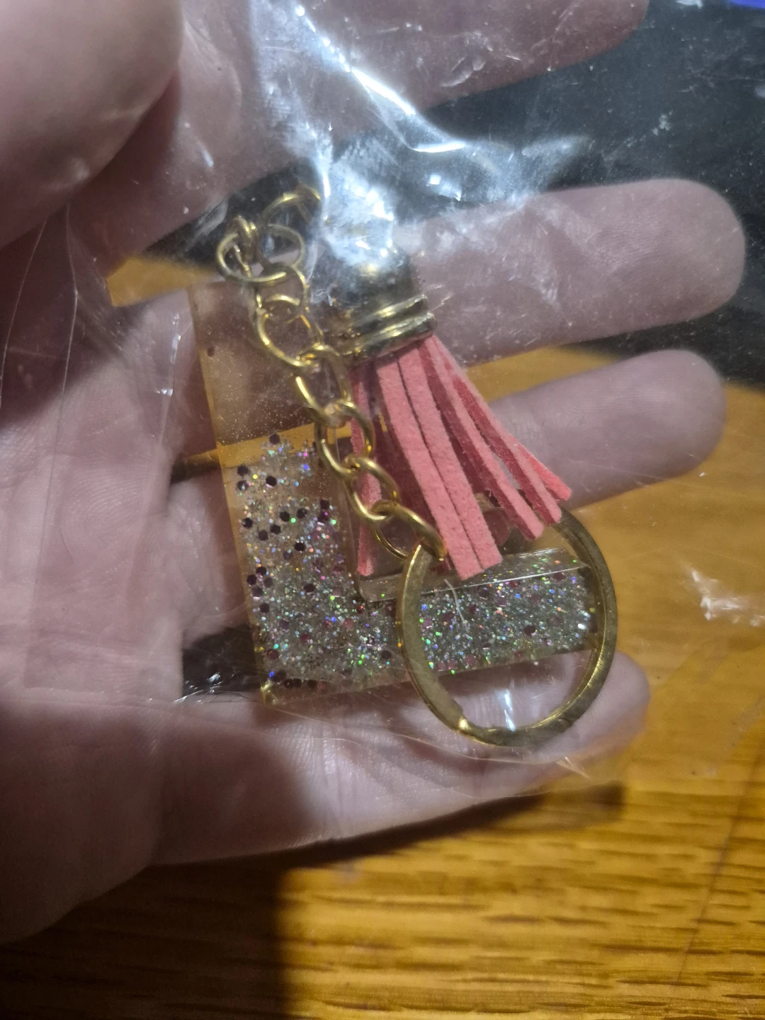 Handmade Glitter Resin Letter L Keychain