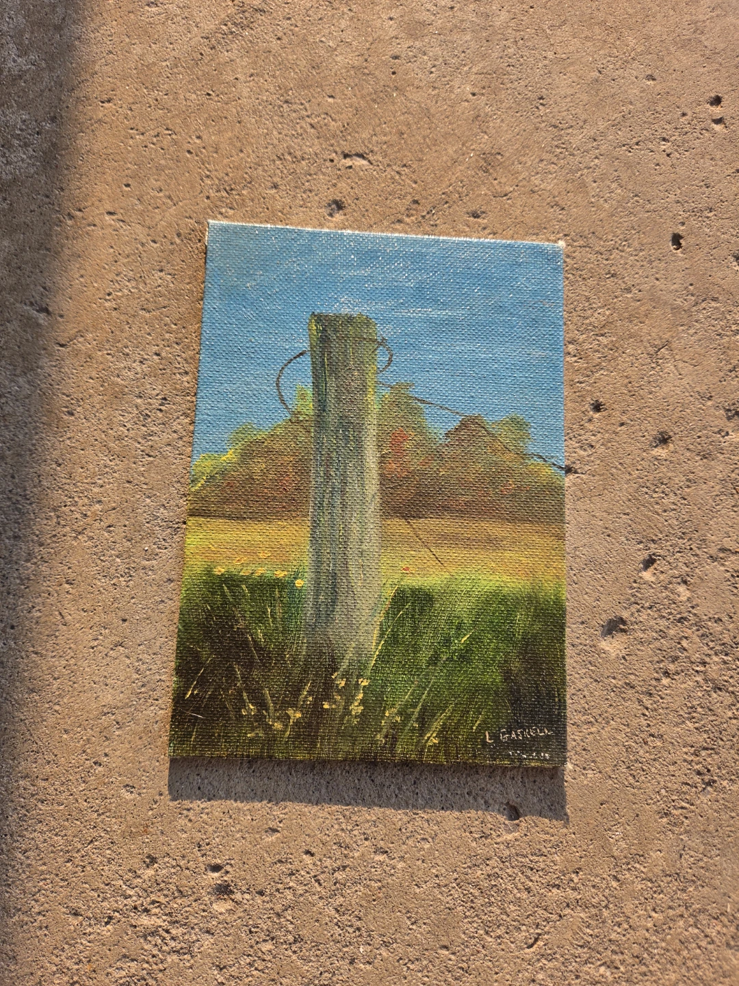 Original Painting - Rural Fence Post Landscape
