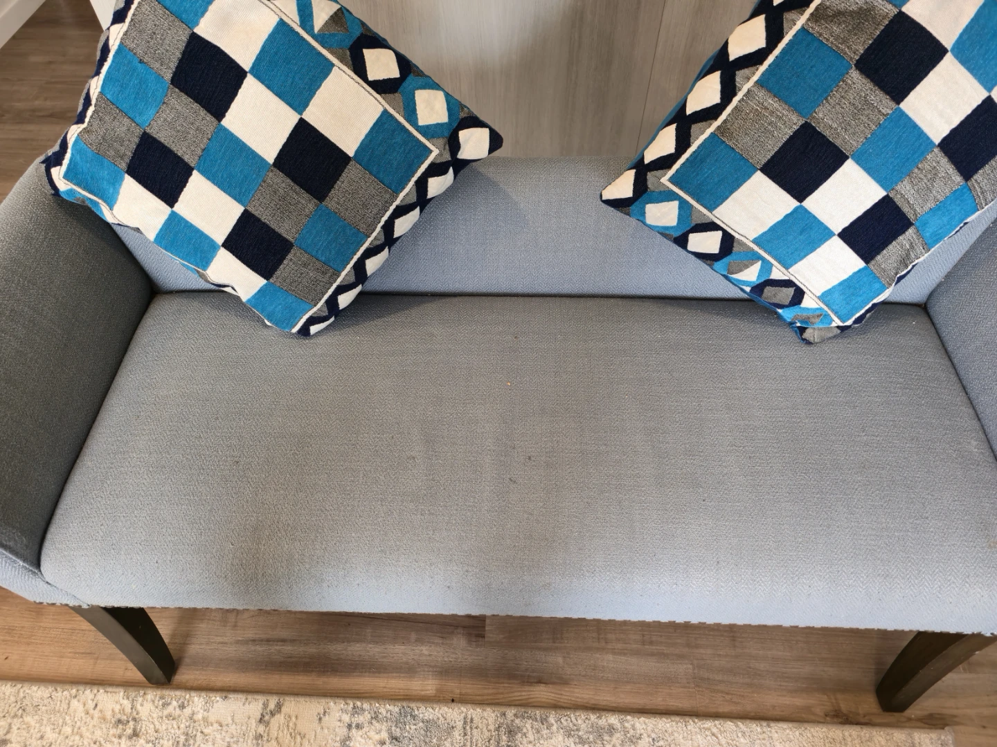 Light Blue Accent Bench with Decorative Pillows - photo 2