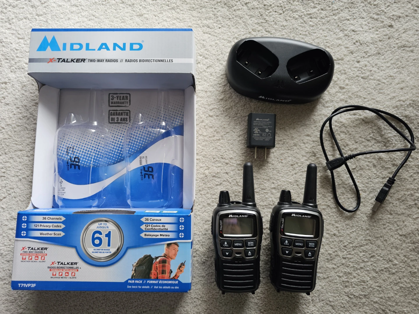 NEW Midland X-Talker 36-Channel Two-Way Radios Walkie Set Black