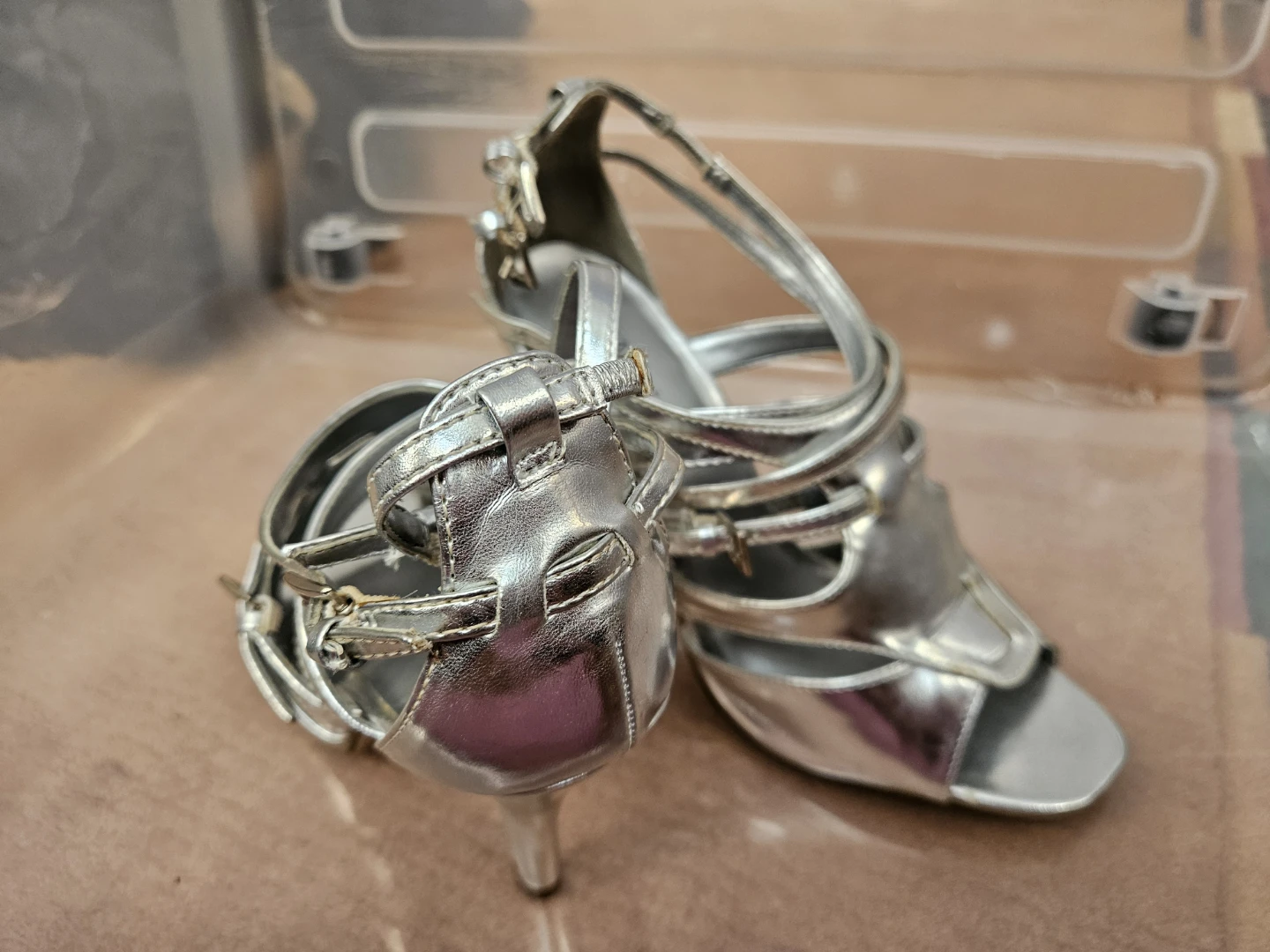 Silver Strappy High Heels size 7.5 - photo 4