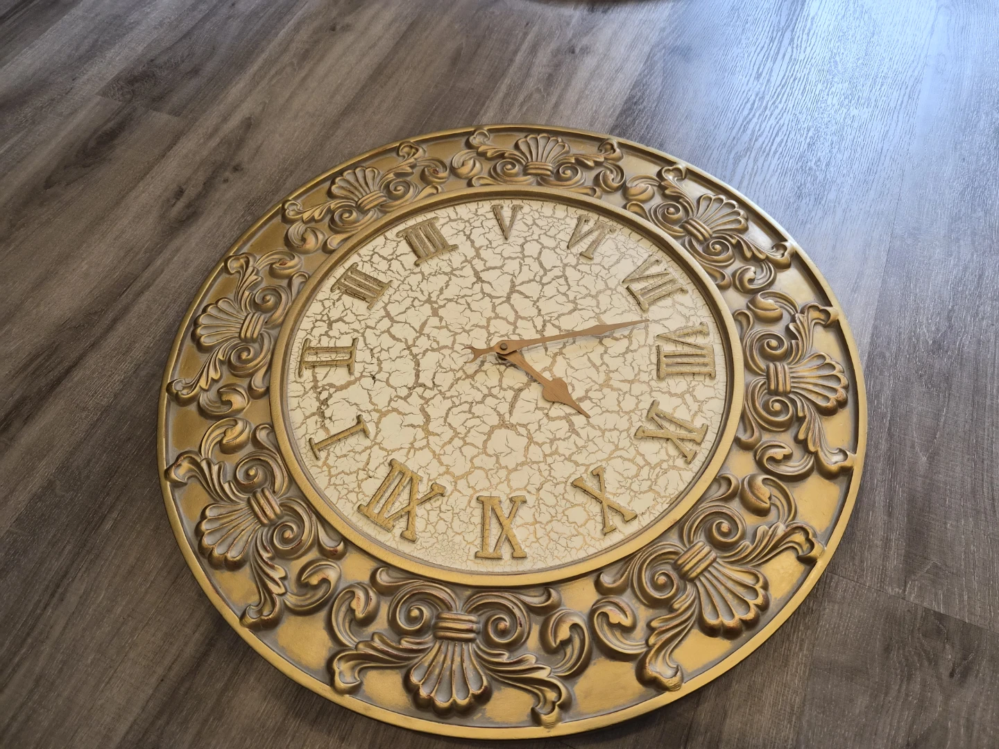 Ornate Gold Wall Clock with Roman Numerals - photo 2