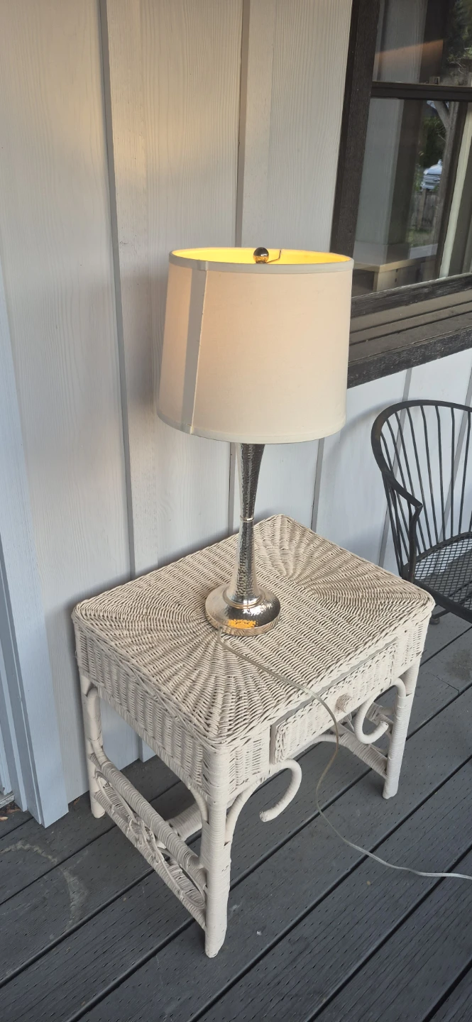 Silver Table Lamp with White Shade - photo 2