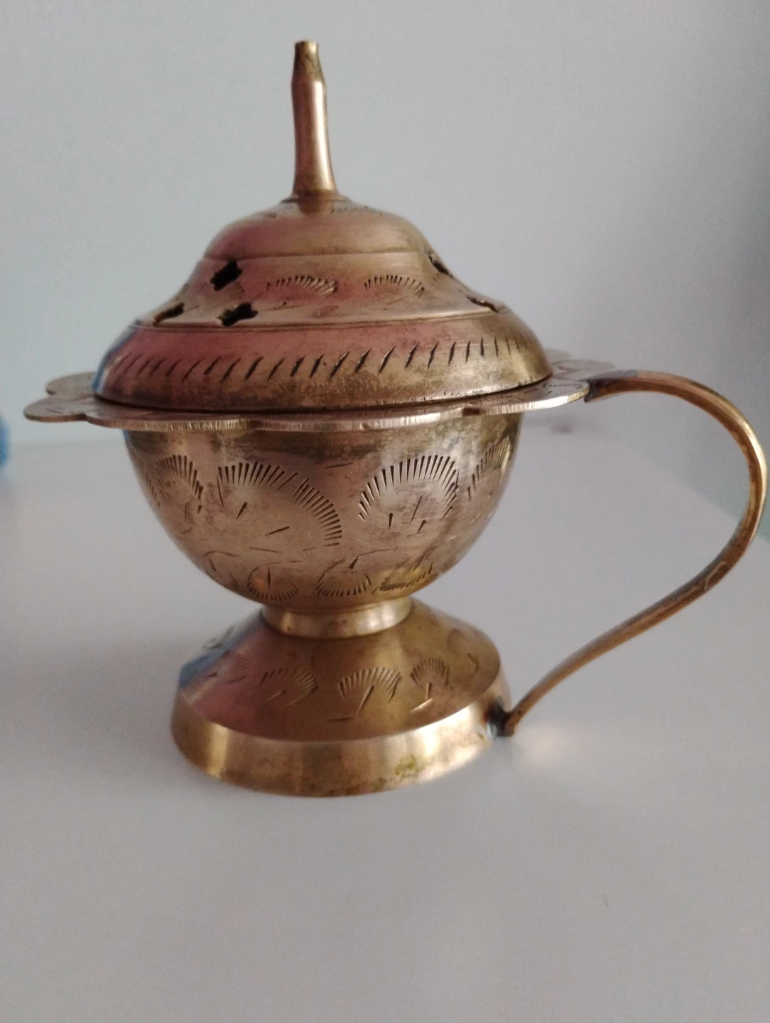 Vintage Brass Incense Burner with Lid