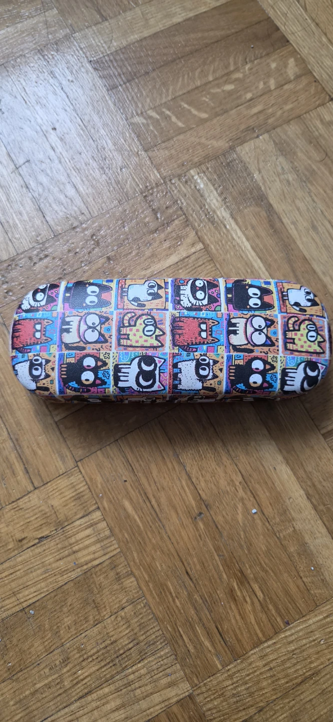 Hard Glasses Case with Cartoon Cat Print