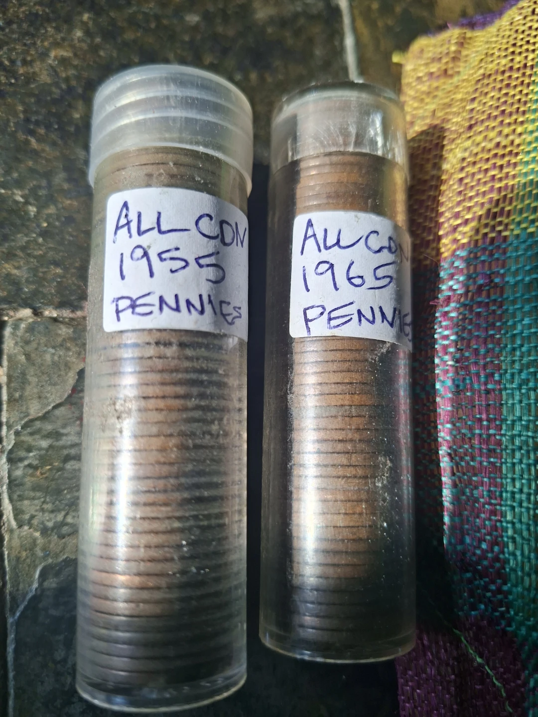 Lot of 1955 & 1965 Canadian Penny Tubes & Randoms in Pouch - photo 2