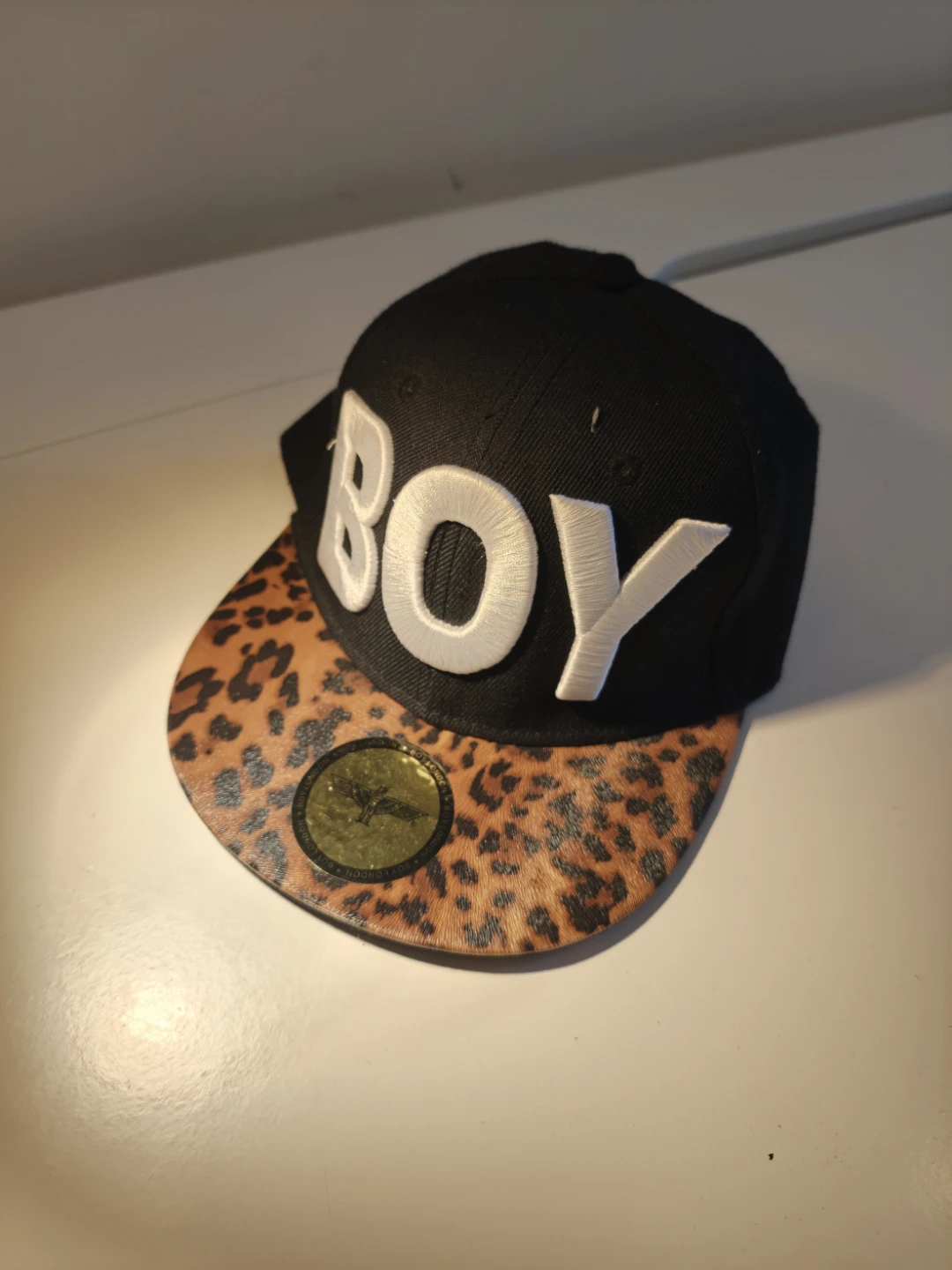BOY London Black Snapback Hat with Leopard Print Undervisor - photo 3