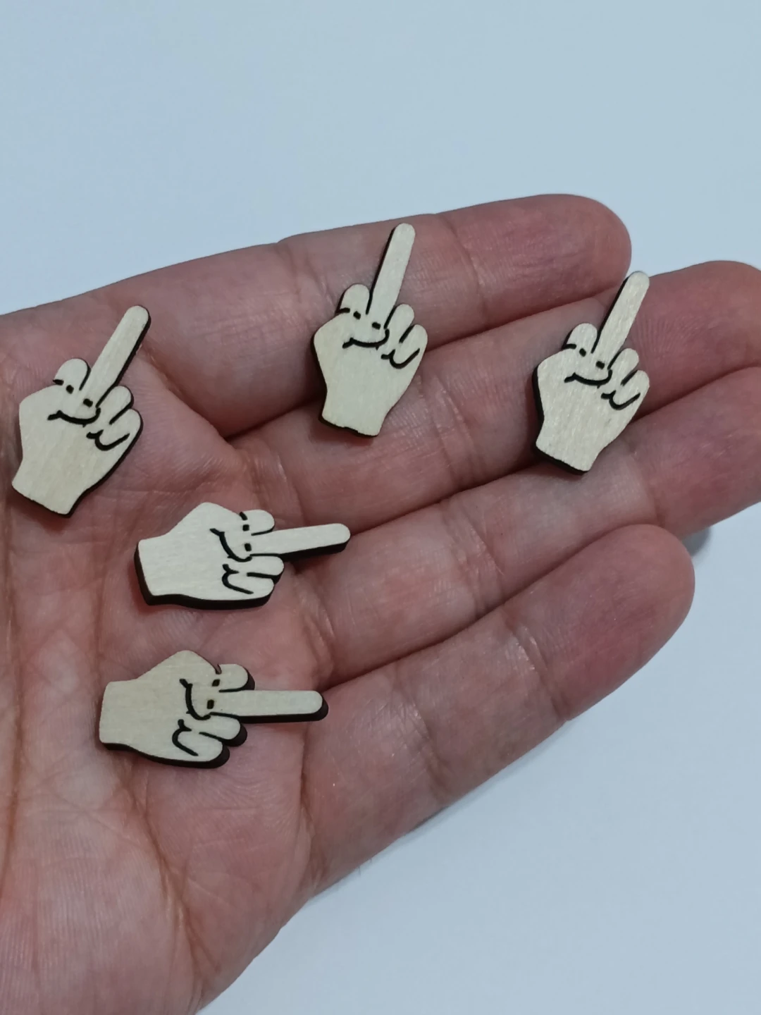 Wooden Middle Finger & Pointing Finger Charms 100 pack