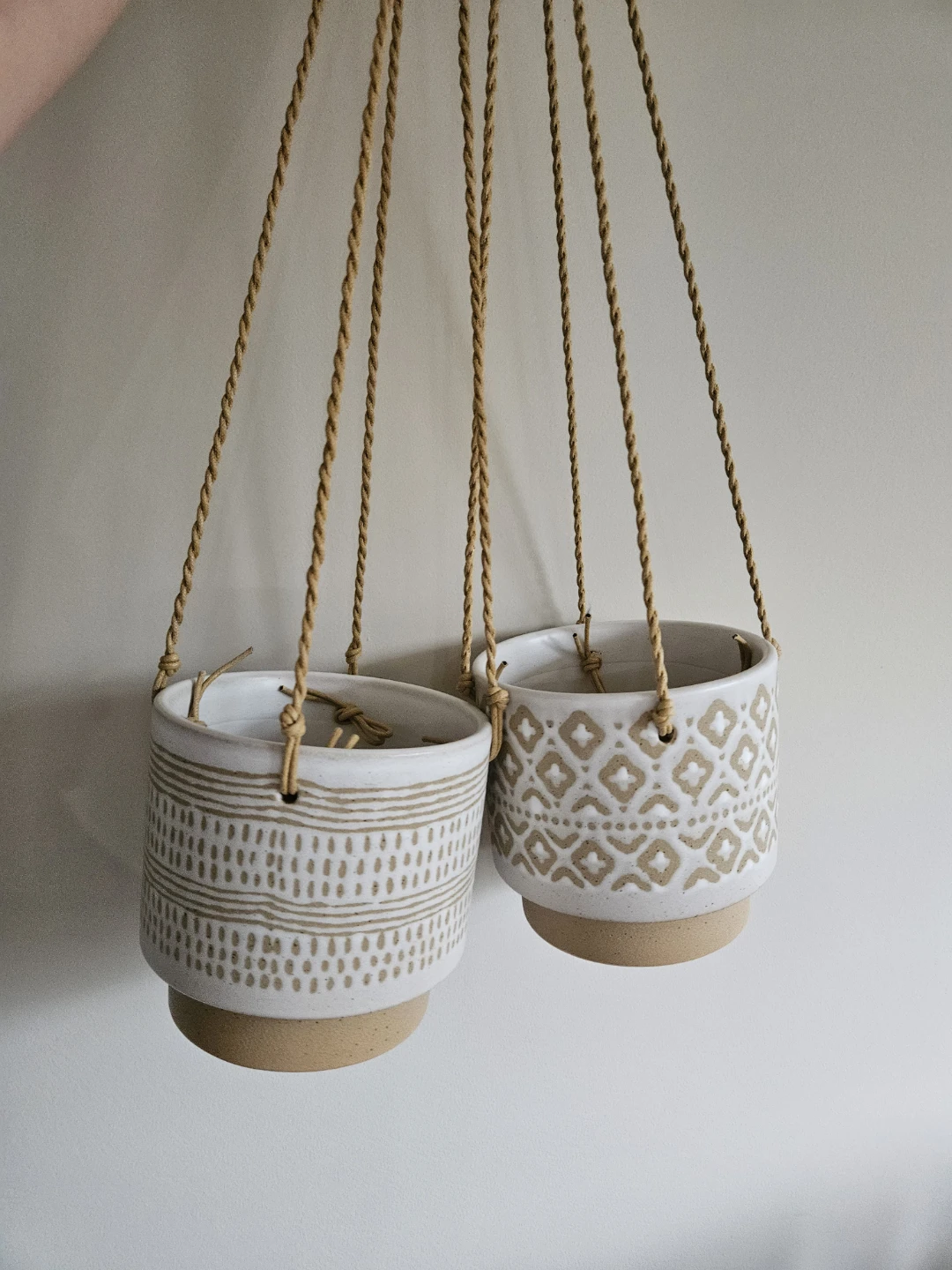 NEW Ashland Ceramic Hanging Planter Pots Set of 2