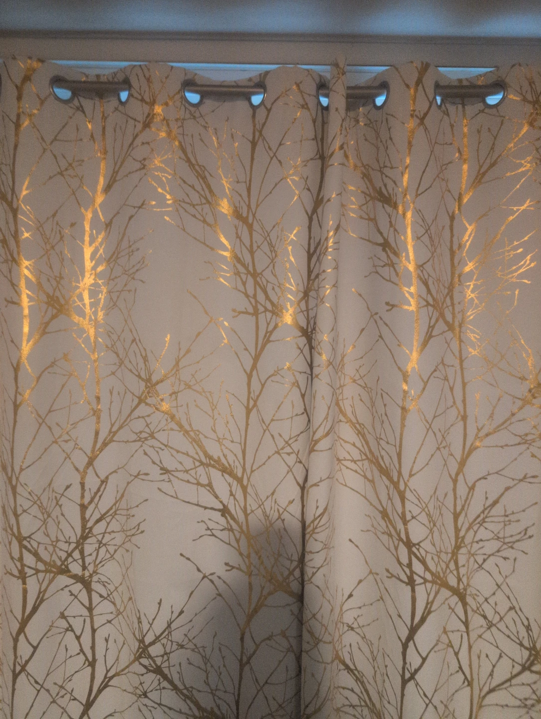 Curtains with Gold Tree Branch Pattern