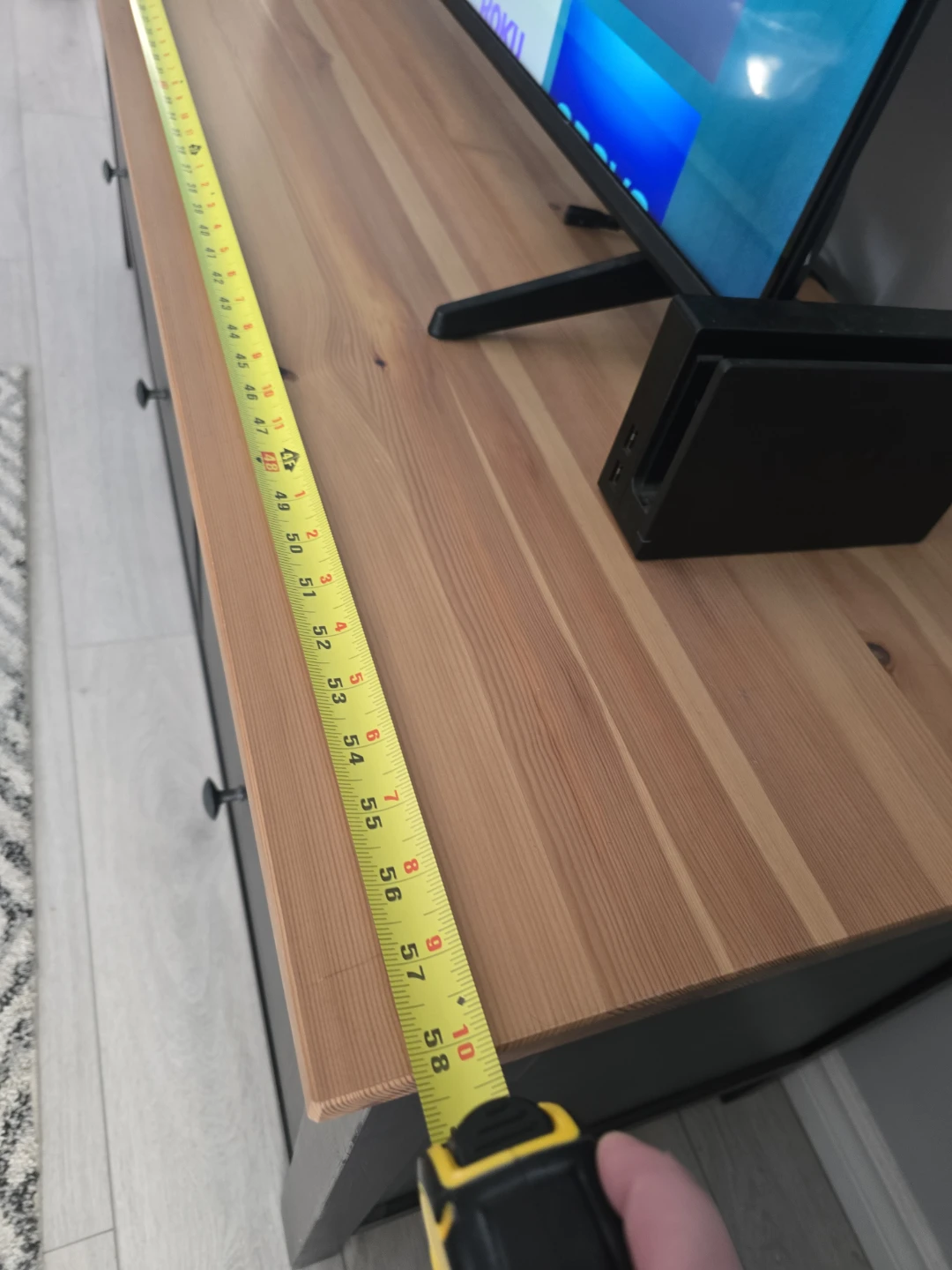 Black TV Stand with Wood Top - photo 3