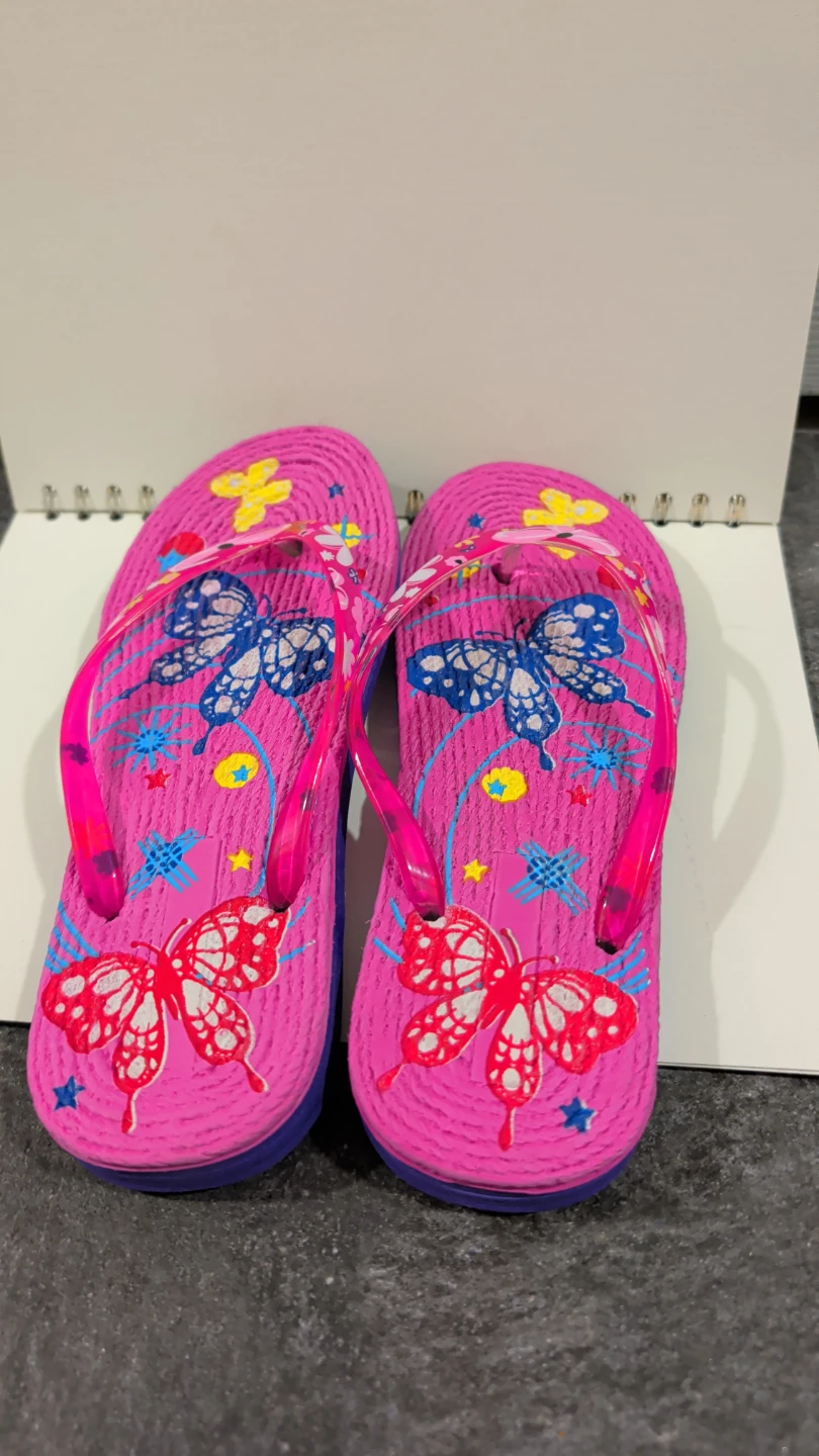 Pink Butterfly Flip Flops