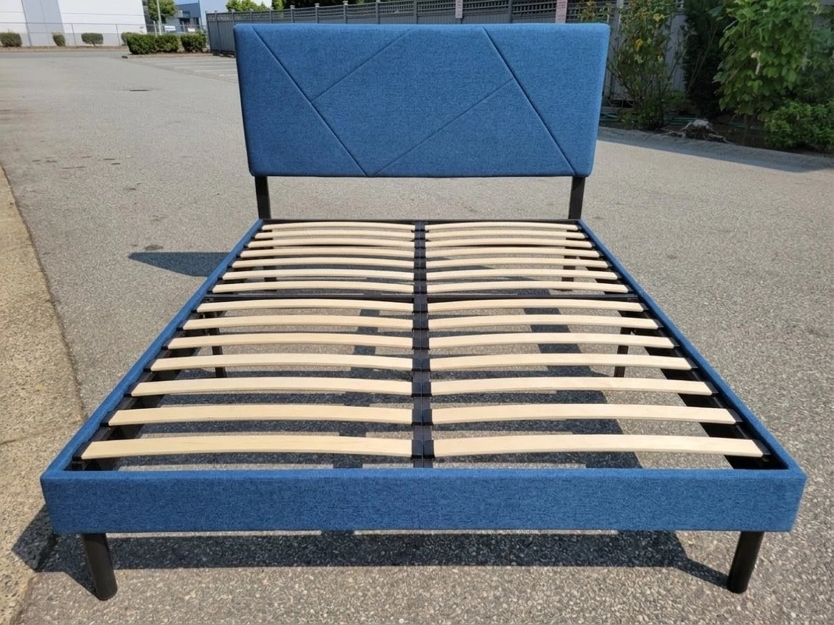 Beautiful Blue Upholstered Bed Frame. Double / Full Size.
