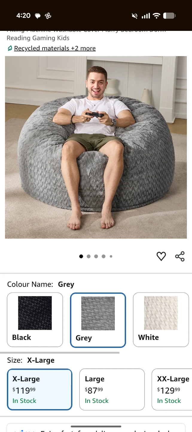 Beanbag chair (memory foam filled) - photo 3