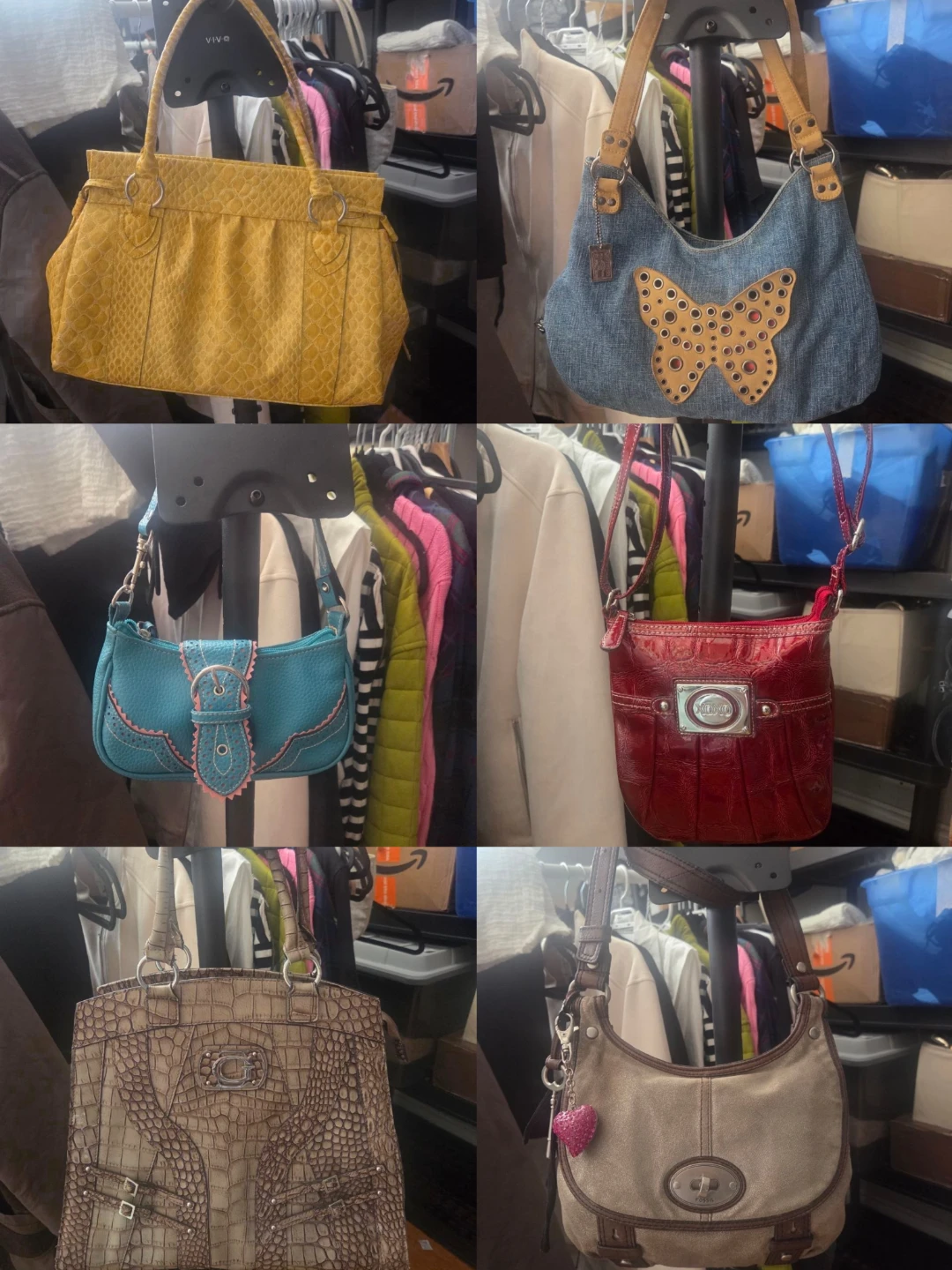 6 Y2K bag bundle:Fossil/guess/hotkiss/xoxo