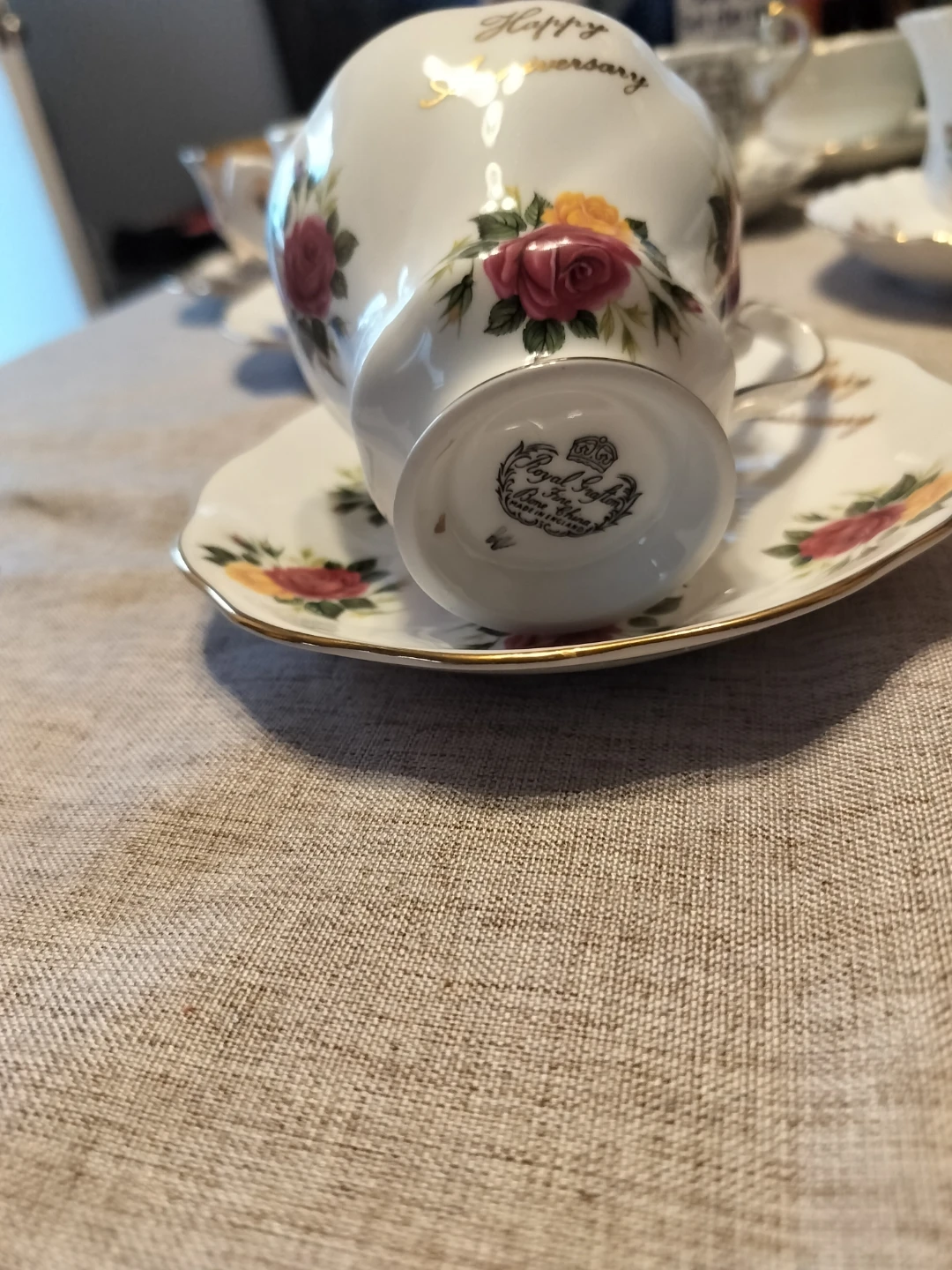 Royal Albert "Happy Anniversary" Teacup and Saucer Set