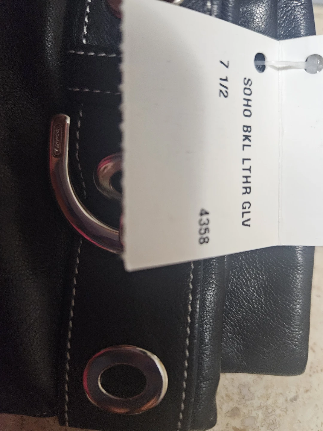 Coach Black Leather Gloves with Buckle Detail - photo 3