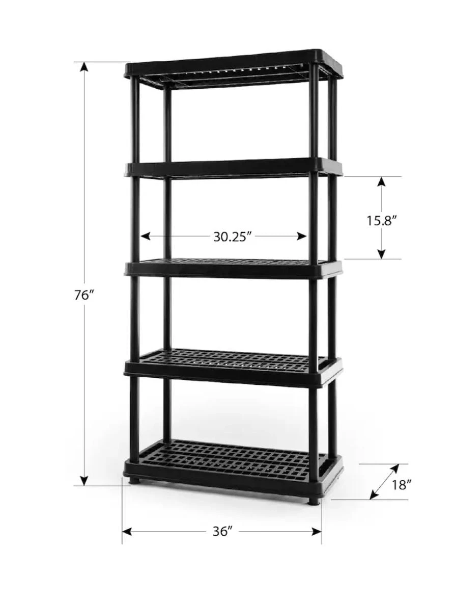 Black 5-Tier Plastic Storage Shelf - photo 3