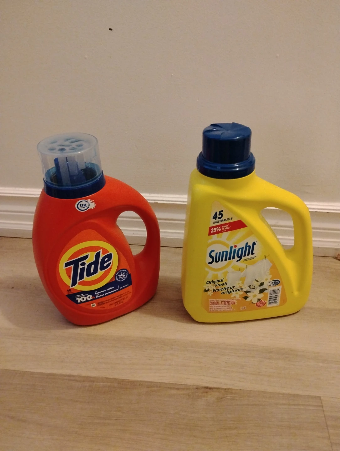 Tide and Sunlight Laundry Detergent Bottles