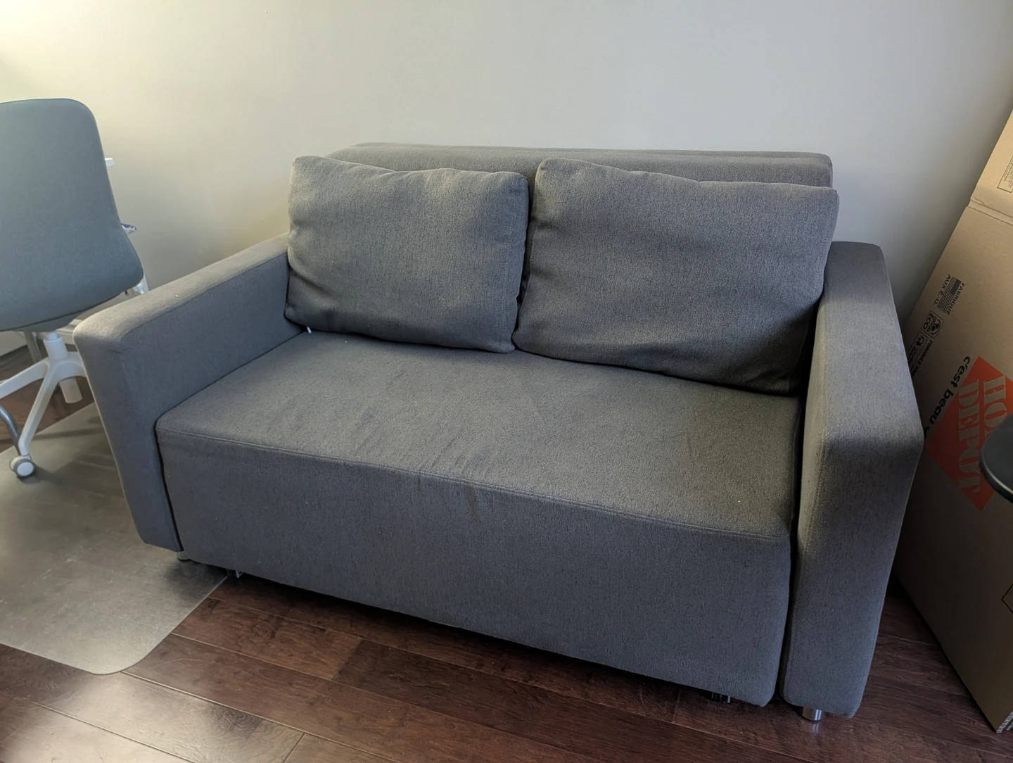 Grey Loveseat Sofa Bed with hidden storage