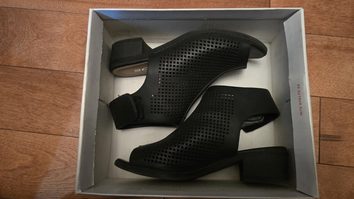 Black Perforated Heeled Sandals - Size 12 - photo 5