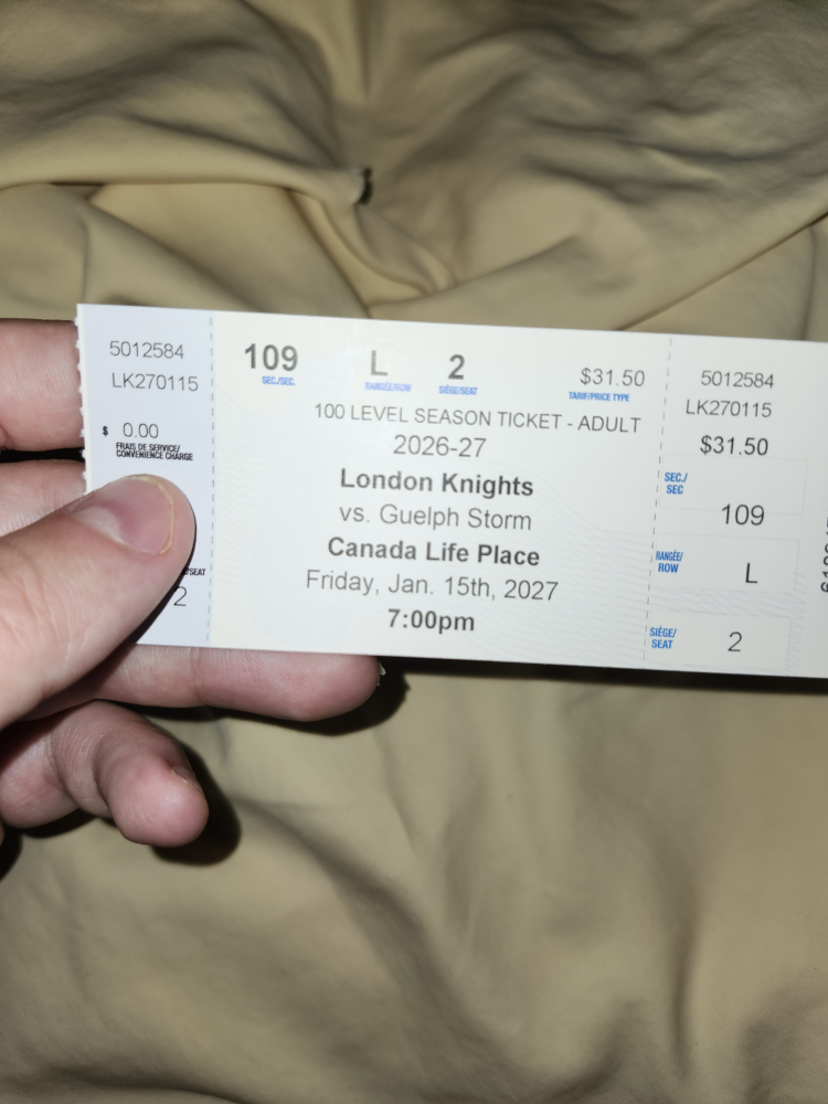 London Knights vs. Guelph Storm Hockey Ticket - Jan 15, 2027