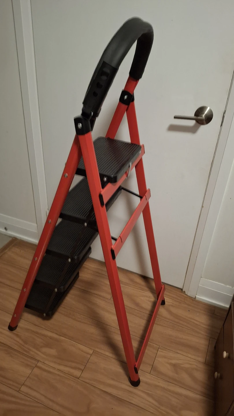 Red 5 Step Folding Ladder with Handle - photo 3