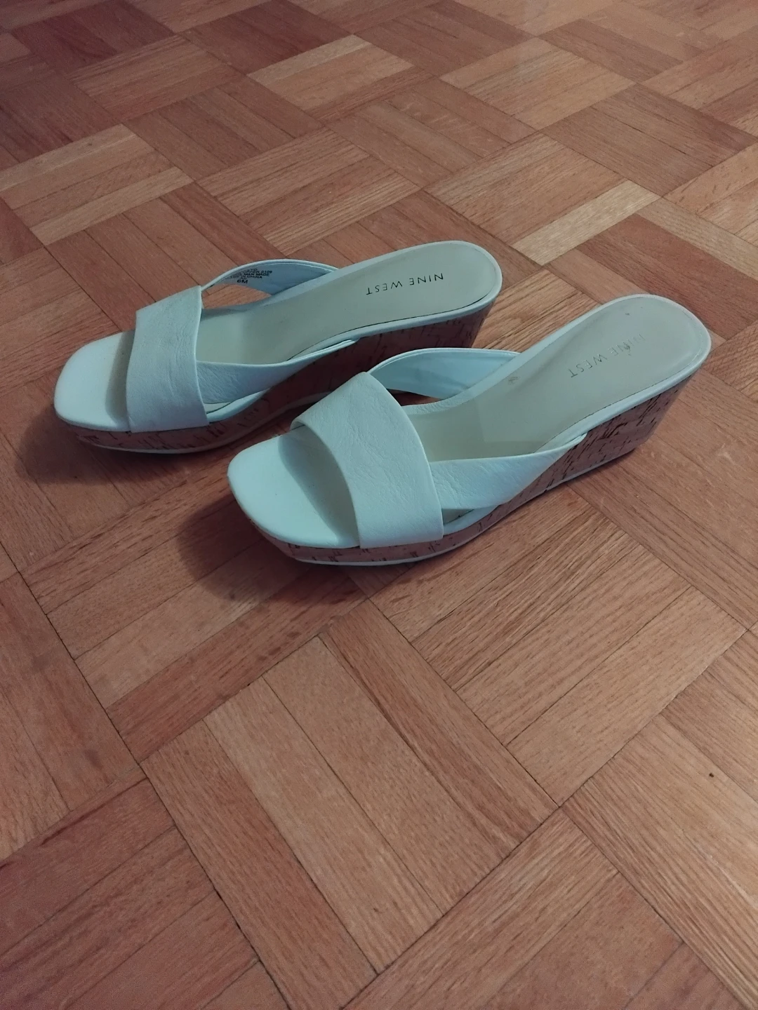 Nine West White Wedge Sandals