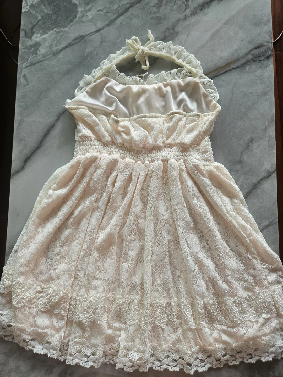 Kawaii Japanese style Lace Halter Dress with Ruffled Neckline - photo 4