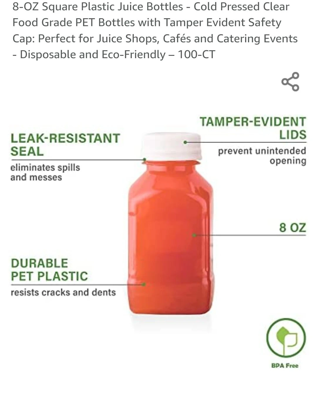 8 oz Square Plastic Juice Bottles - photo 3