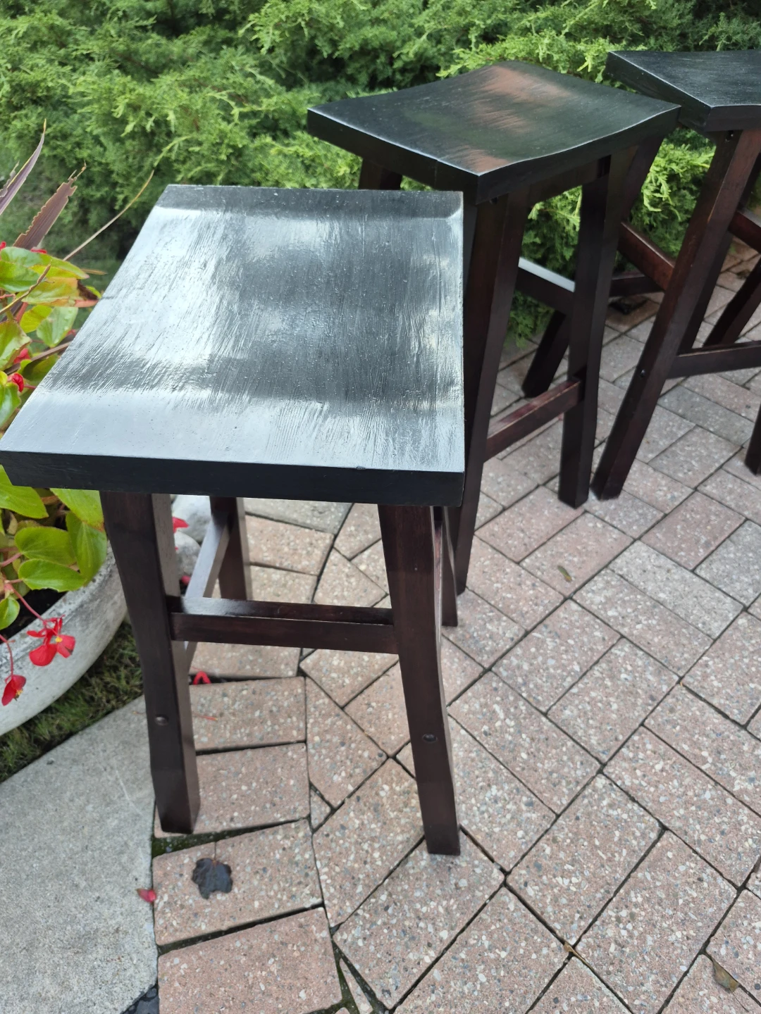Set of 4 Wooden Bar Stools - photo 2