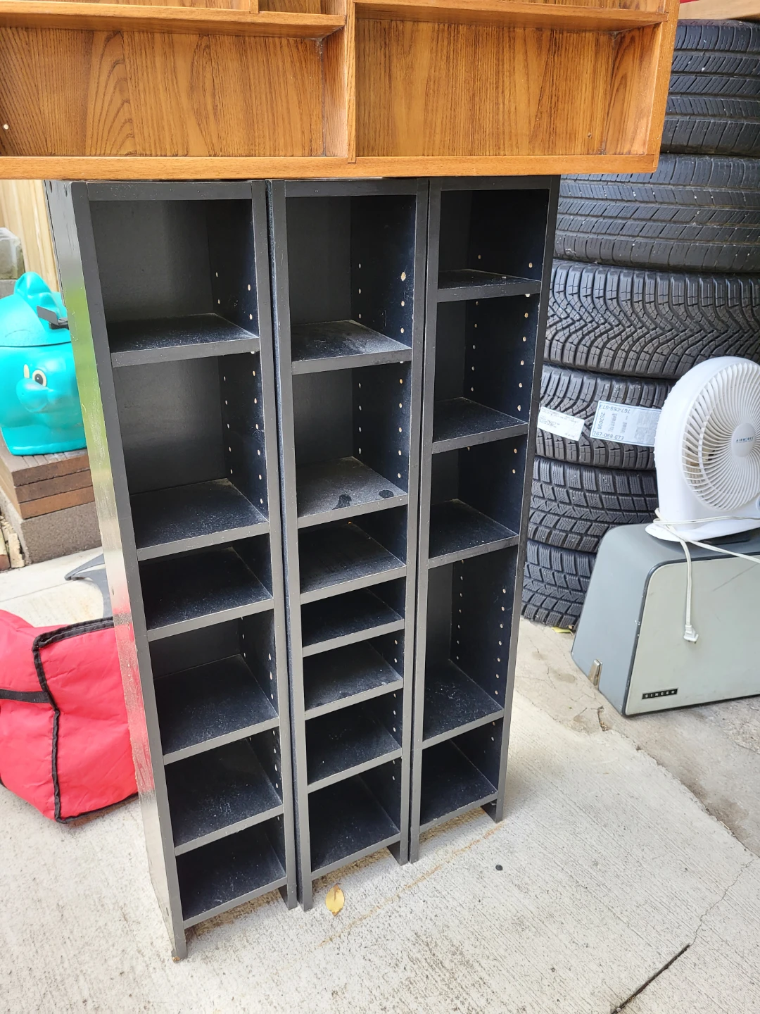 Black 3-Section Shelf Unit