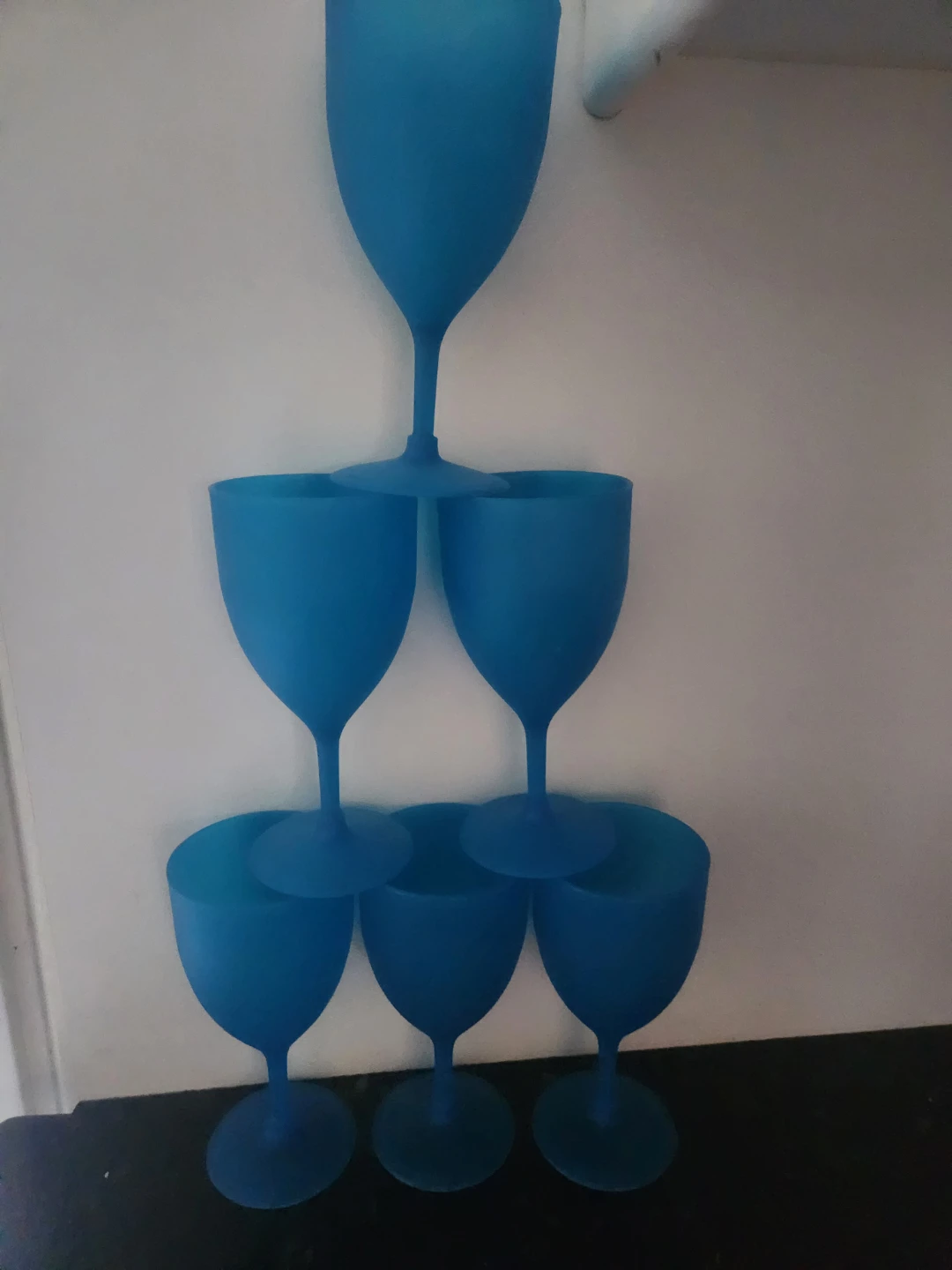 Set of 11 Blue Plastic Wine Glasses