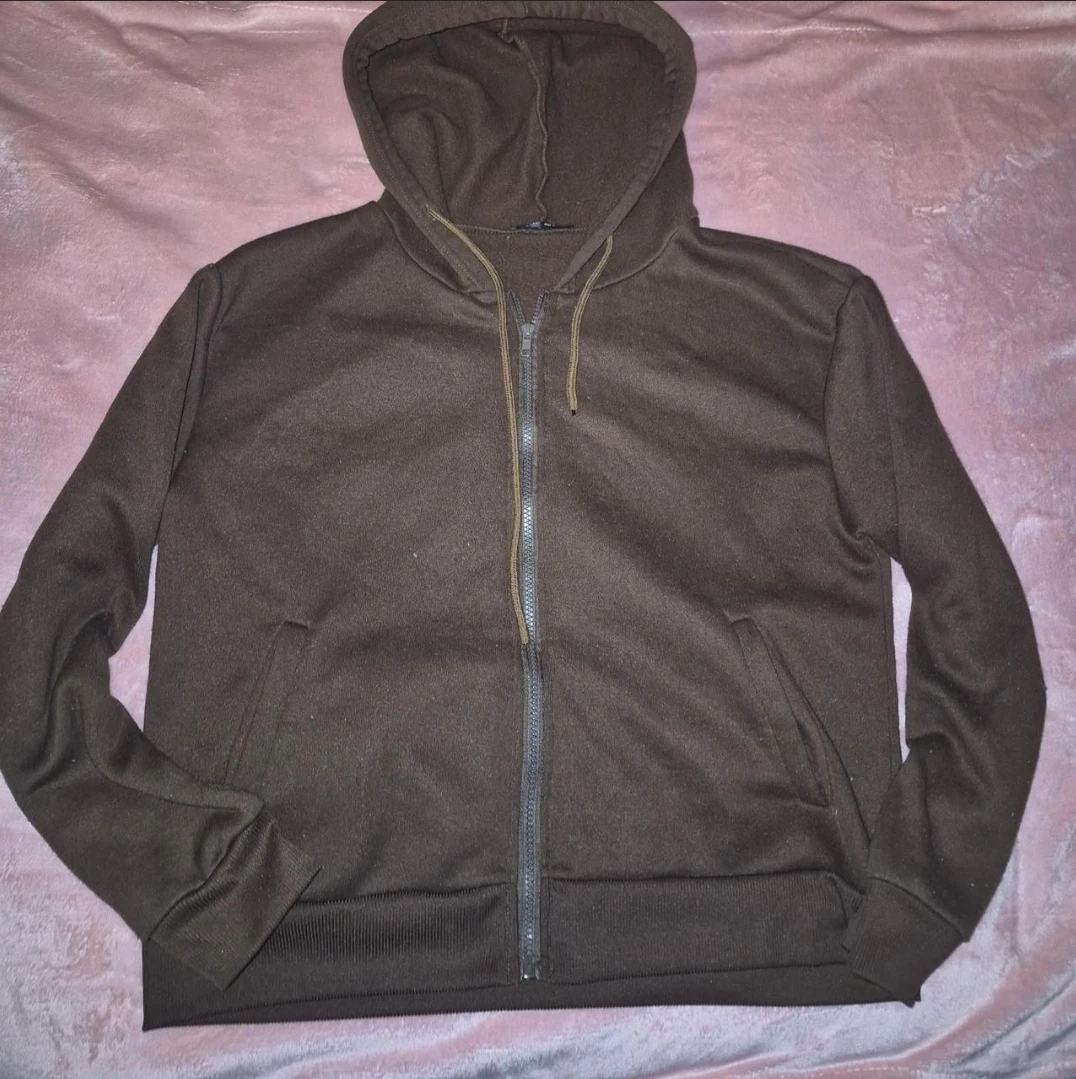 SHEIN Brown Zip-Up Hoodie