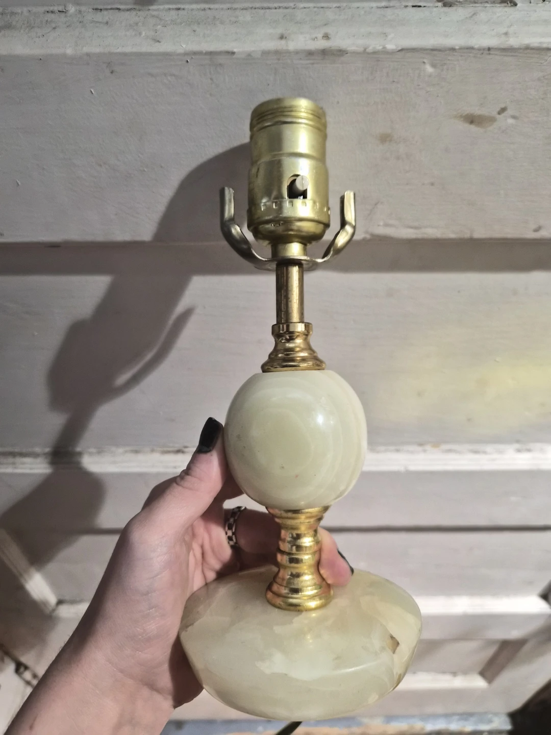 Vintage Onyx and Brass Table Lamp Base - photo 2