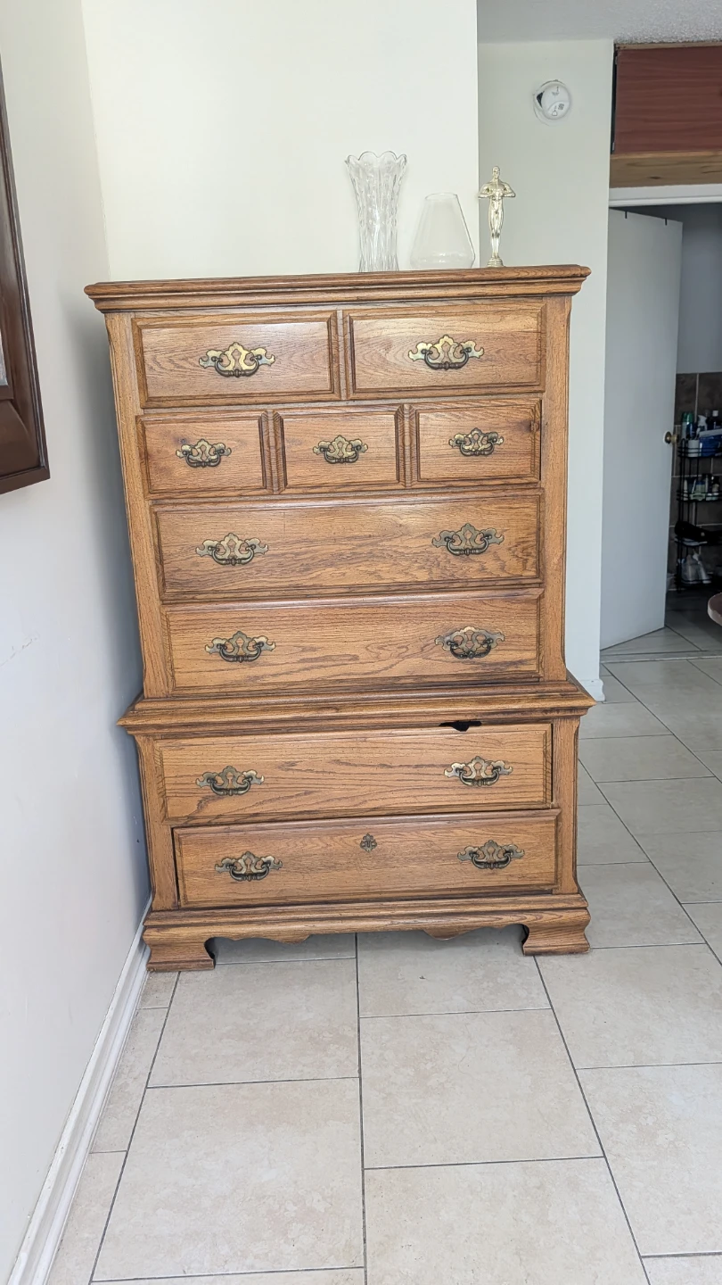 Brown wooden chest of drawers