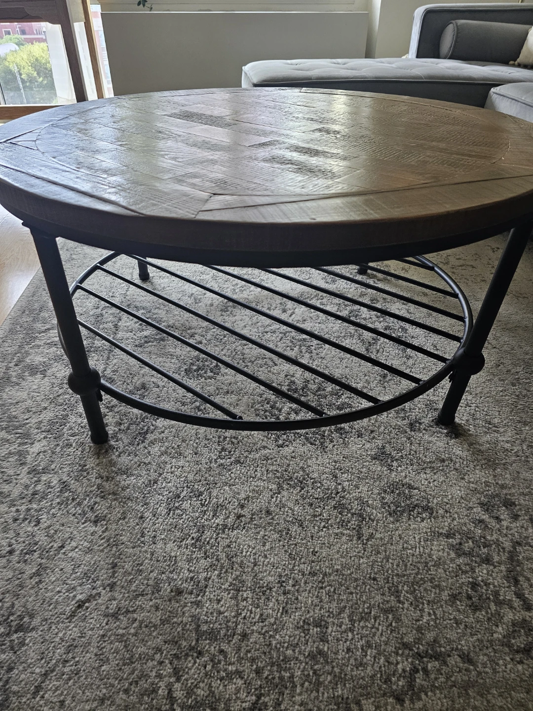 Coffee Table - Espresso Wood With Black Metal Frame