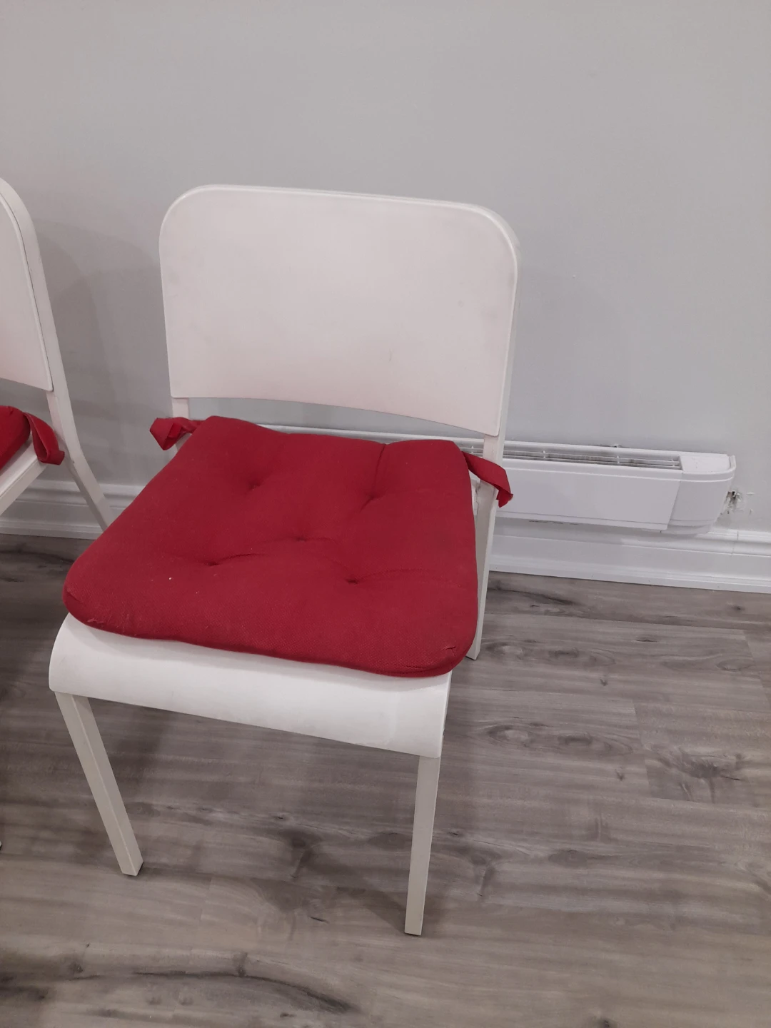 White Dining Chairs with Red Cushions - photo 2