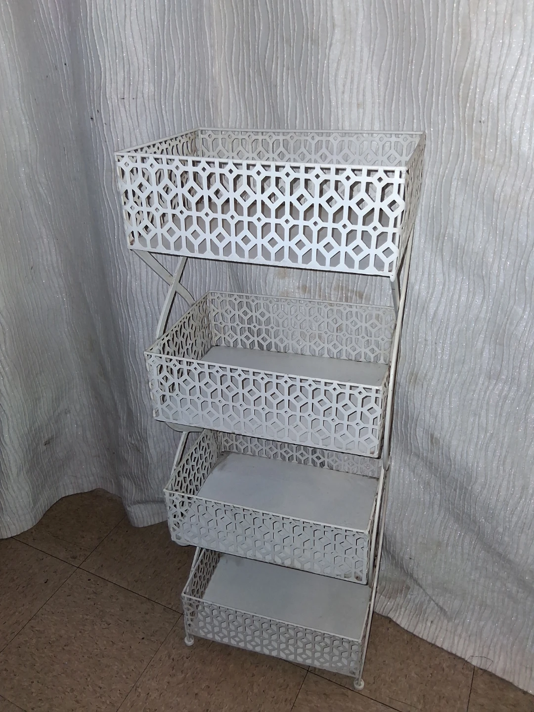 White 4-Tier Rolling Storage Shelf