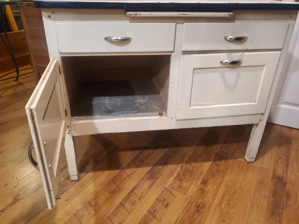 Vintage Kitchen Cabinet with Enamel Top