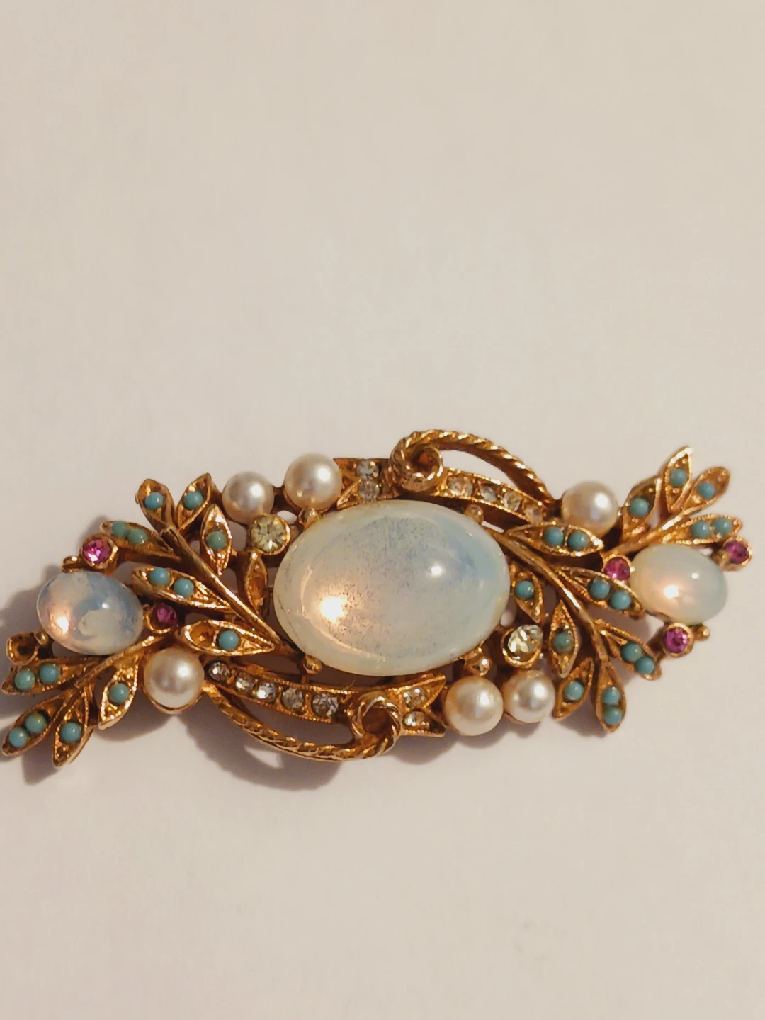 Gorgeous Vintage Gemstones & Pearls Brooch - photo 5