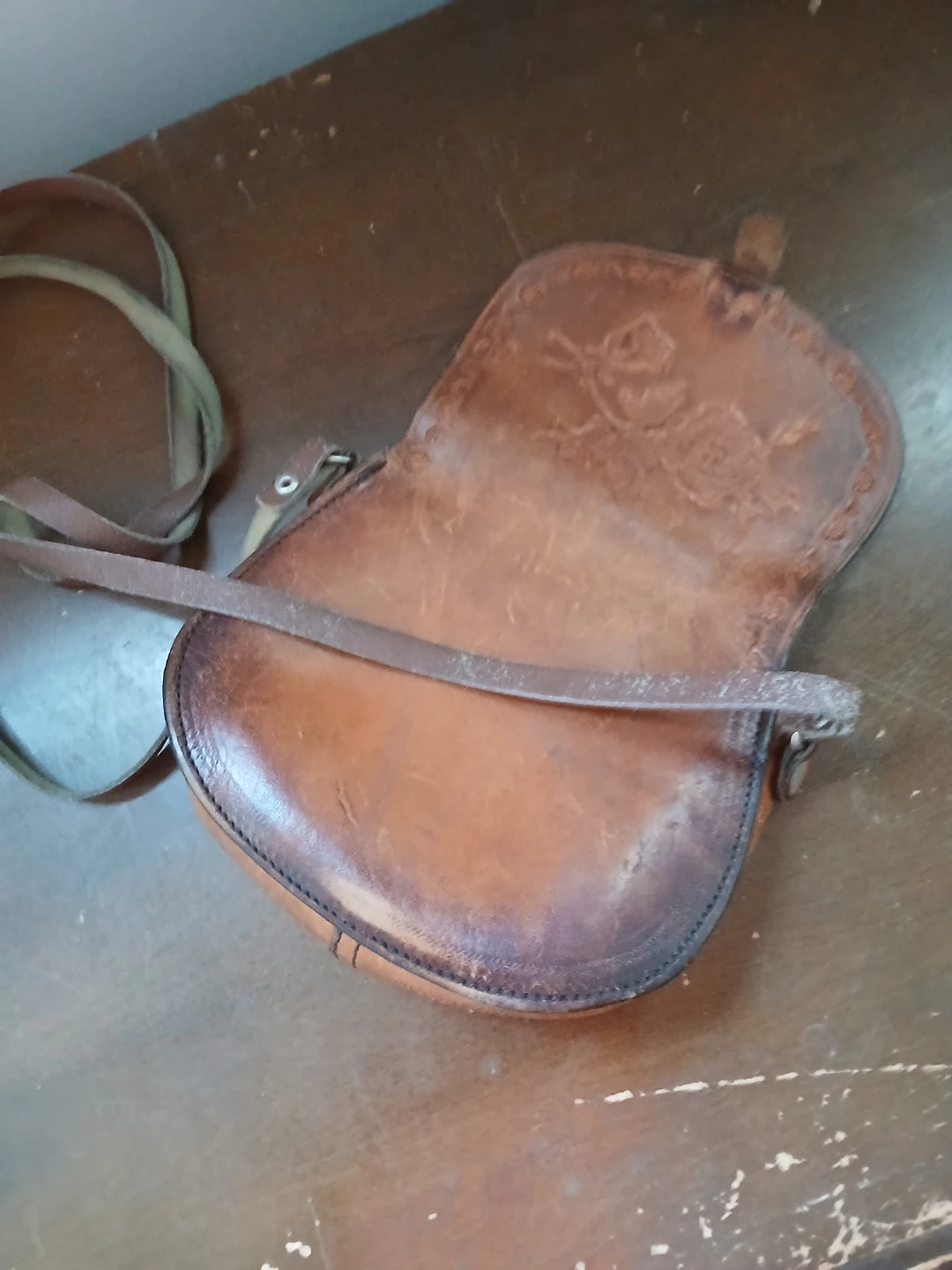 Brown Leather Embossed Crossbody Bag - photo 4