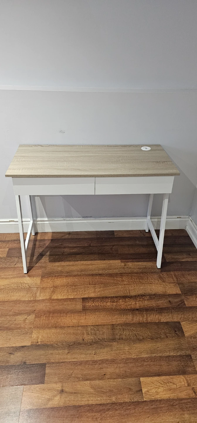 Light Oak Desk with Built-in USB Hub