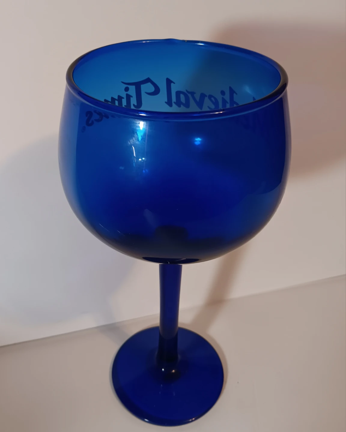 1 Vintage Medieval Times Blue Glass Goblet - photo 3
