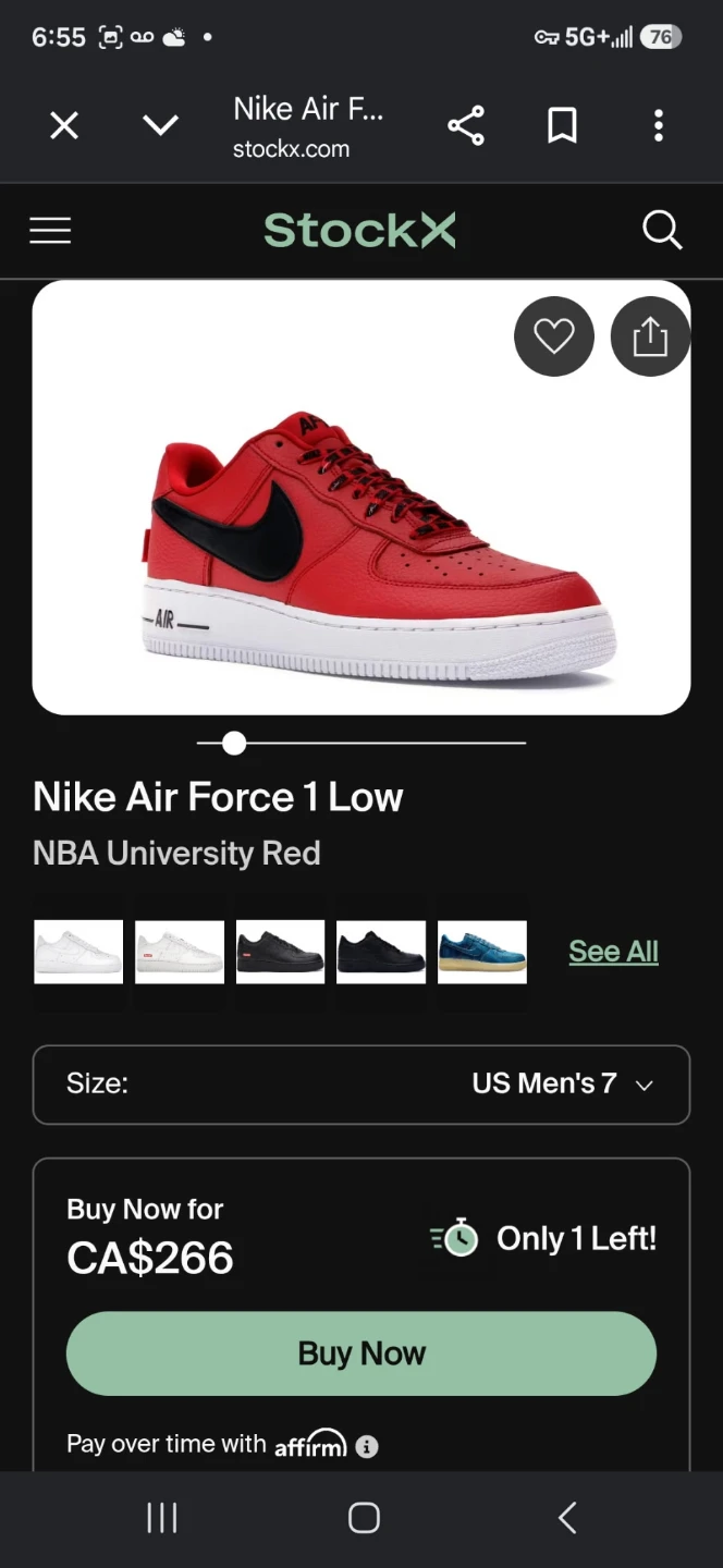 Nike Air Force 1 Low NBA University Red - photo 3