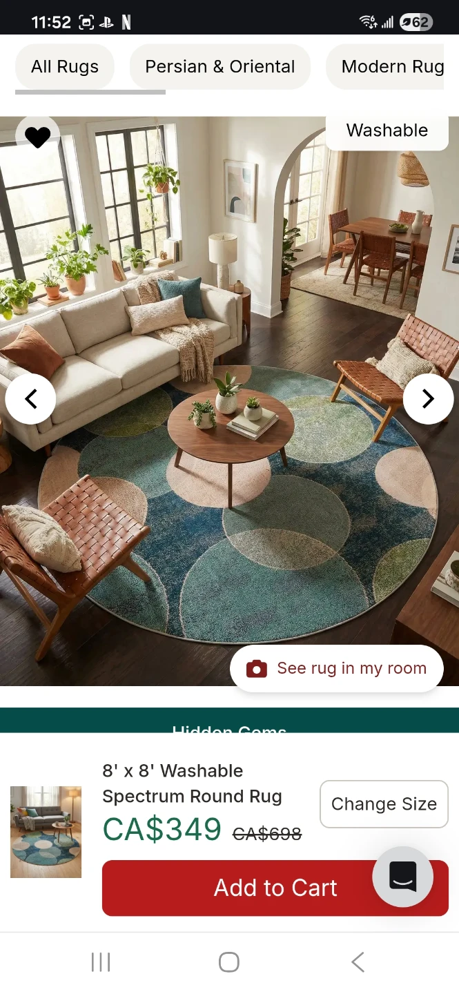 8' x 8' Washable Round Rug - photo 2