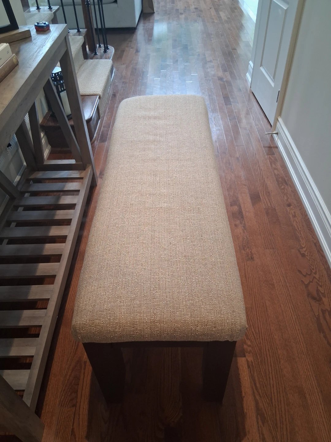 Bench - Upholstered Top, Dark Wood Base