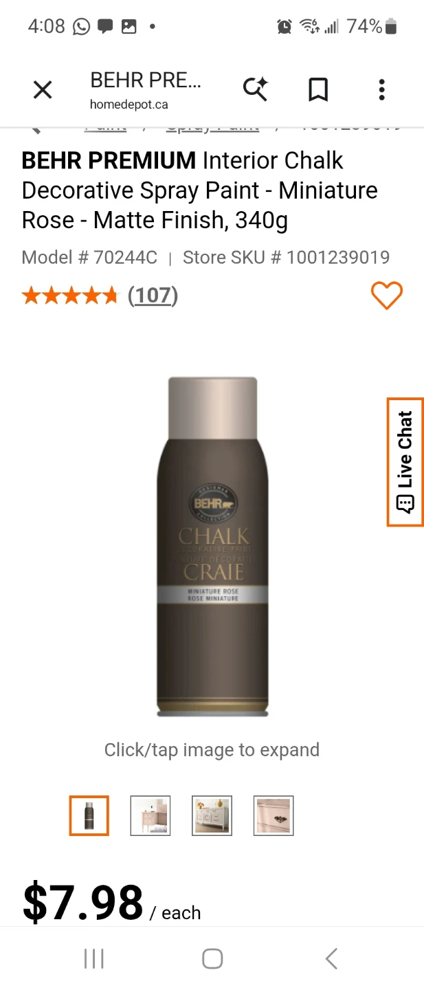 BEHR PREMIUM Chalk Decorative Spray Paint - Miniature Rose - photo 2