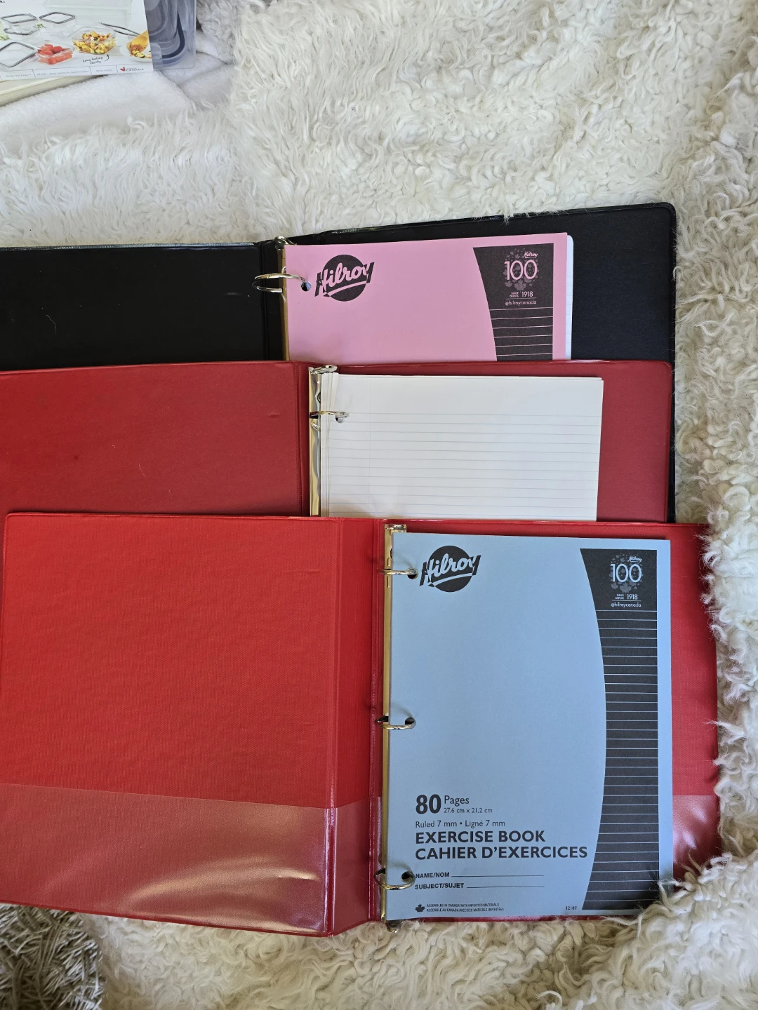 3 Binder Bundle w/ exercise books, paper and ruler